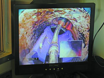 Image shows a camera-line-inspection in process.