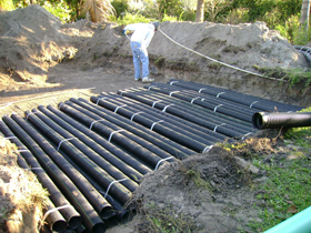 Installing a 420 sq. ft. gravity drainfield using multipipe material